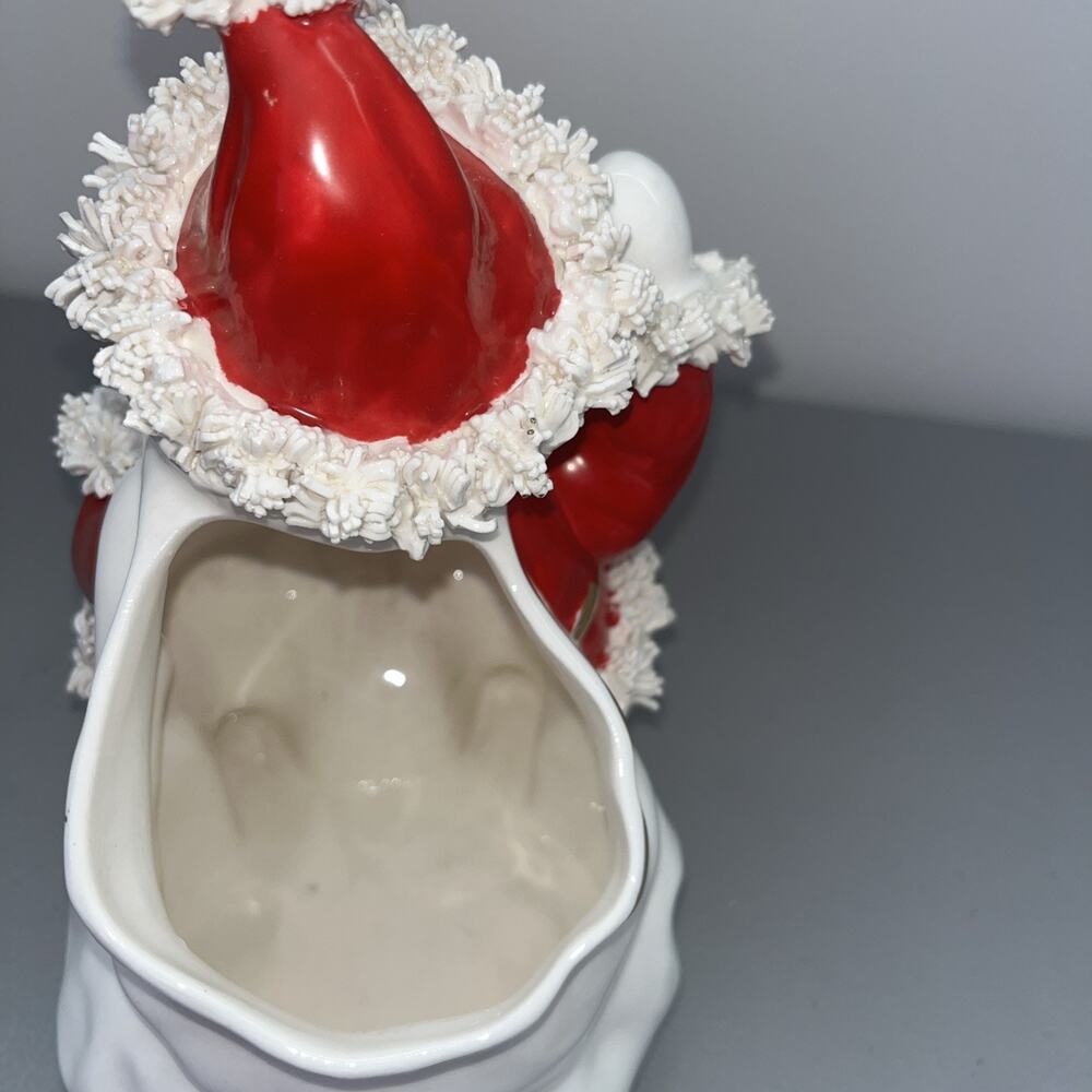 Napco Creations MCM Spaghetti Santa Christmas Planter w/Gold Trim S 413 A, 7.5" - Picture 6 of 16